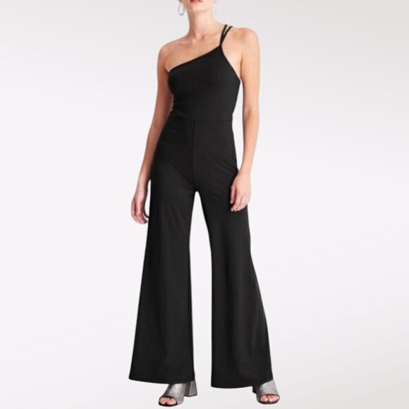 Future Collective Black Strappy One Shoulder Jumpsuit 2X - Picture 1 of 9